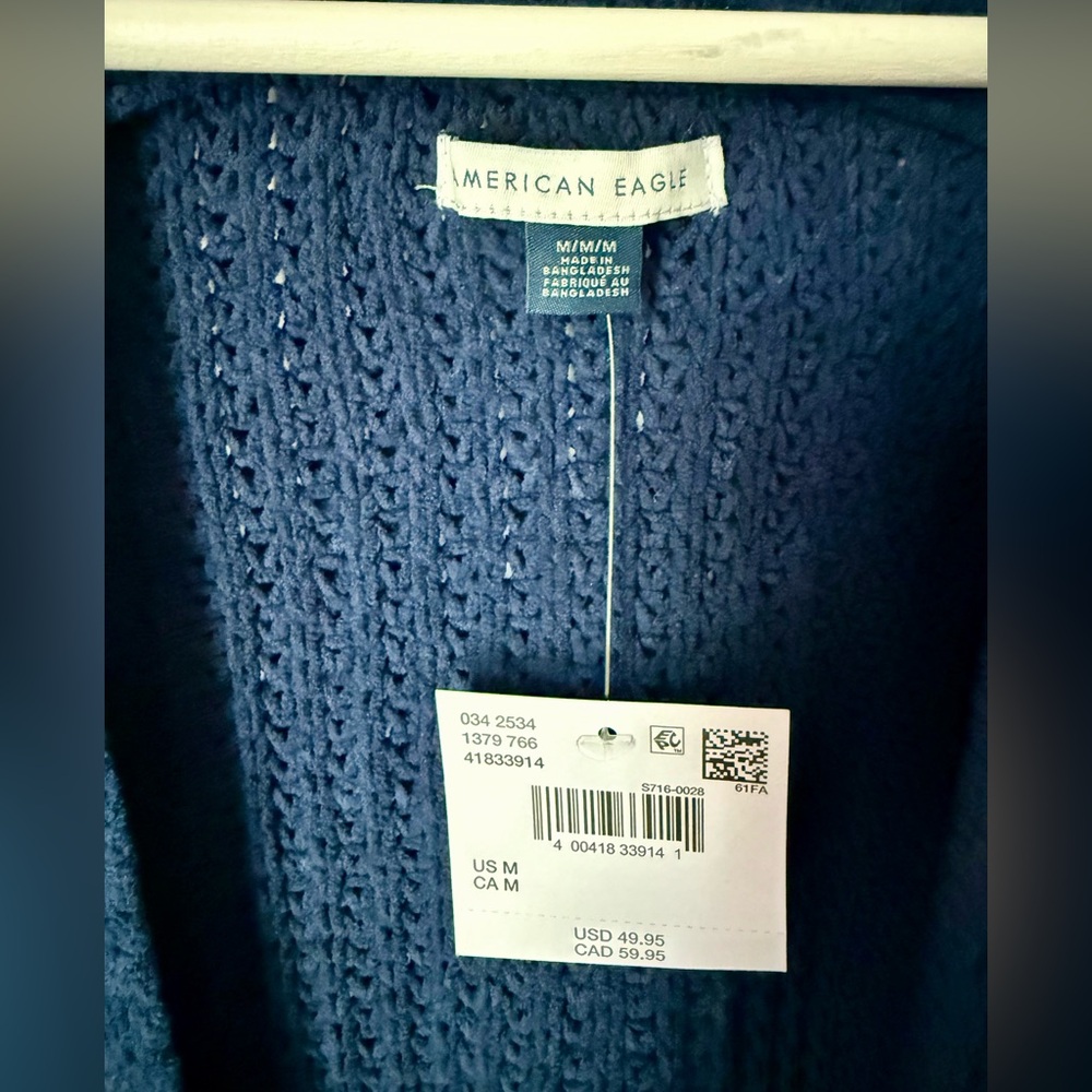 Sold on EBay *American Eagle Outfitters Navy Chunky Open-Front Cardigan - Picture 3 of 3